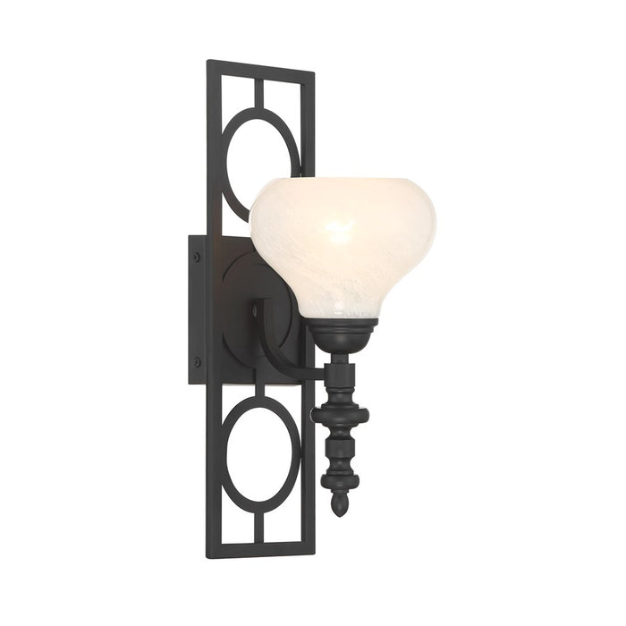 Savoy House Allston 1 Lt Sconce, White Strie, Matte Black