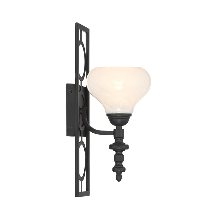 Savoy House Allston 1 Lt Sconce, White Strie, Matte Black