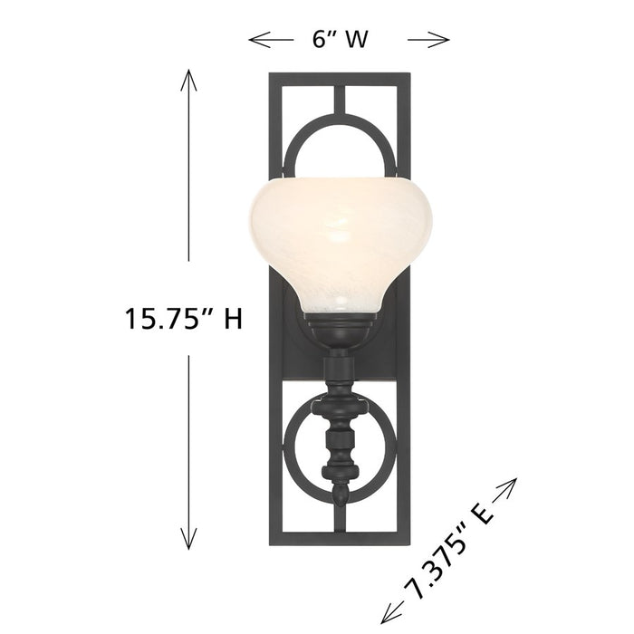 Savoy House Allston 1 Lt Sconce, White Strie, Matte Black