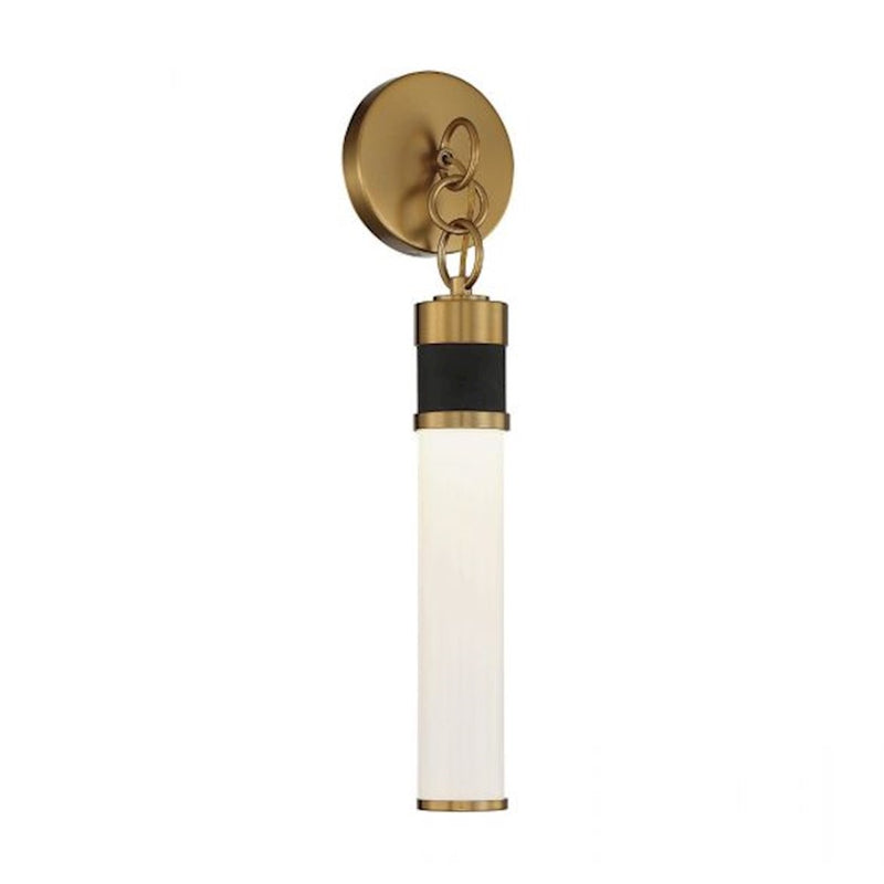 Savoy House Abel LED Wall Sconce, Matte Black/Warm Brass Accents