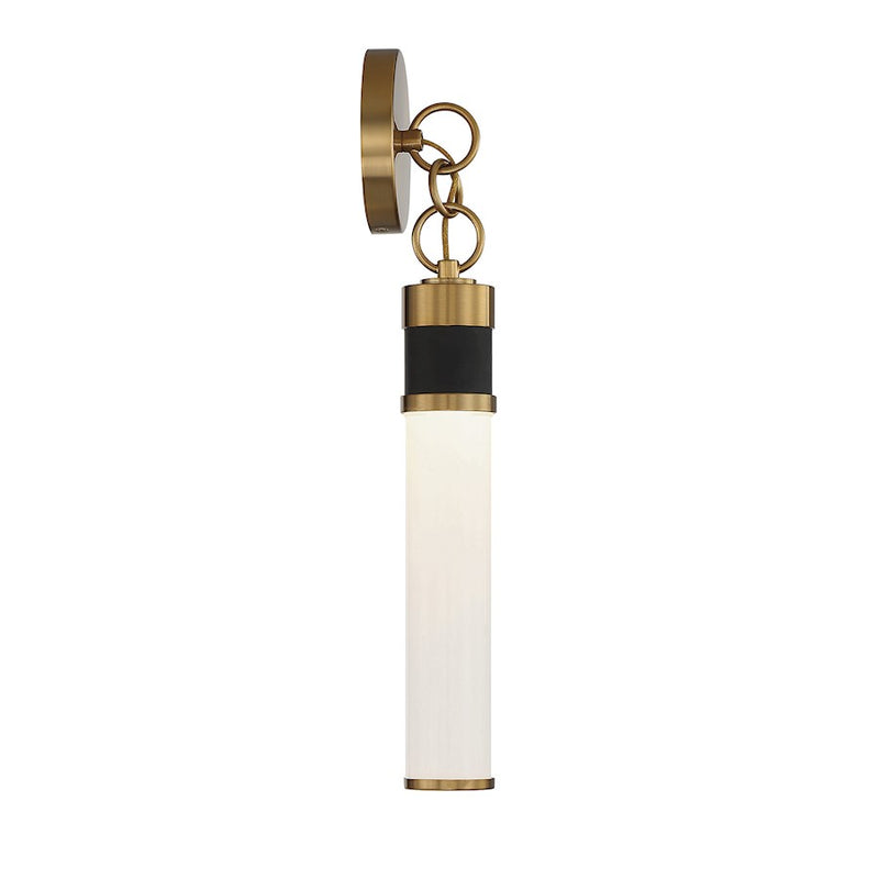 Savoy House Abel LED Wall Sconce, Matte Black/Warm Brass Accents