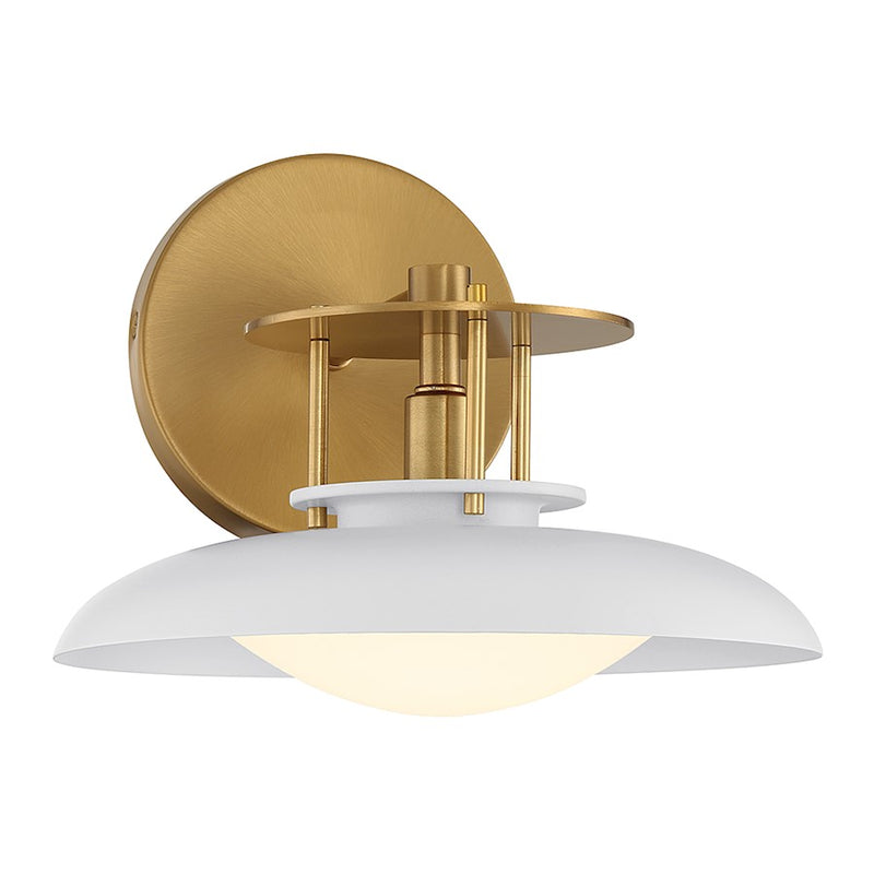 Savoy House Gavin 1-Light Wall Sconce, White/Warm Brass Accents