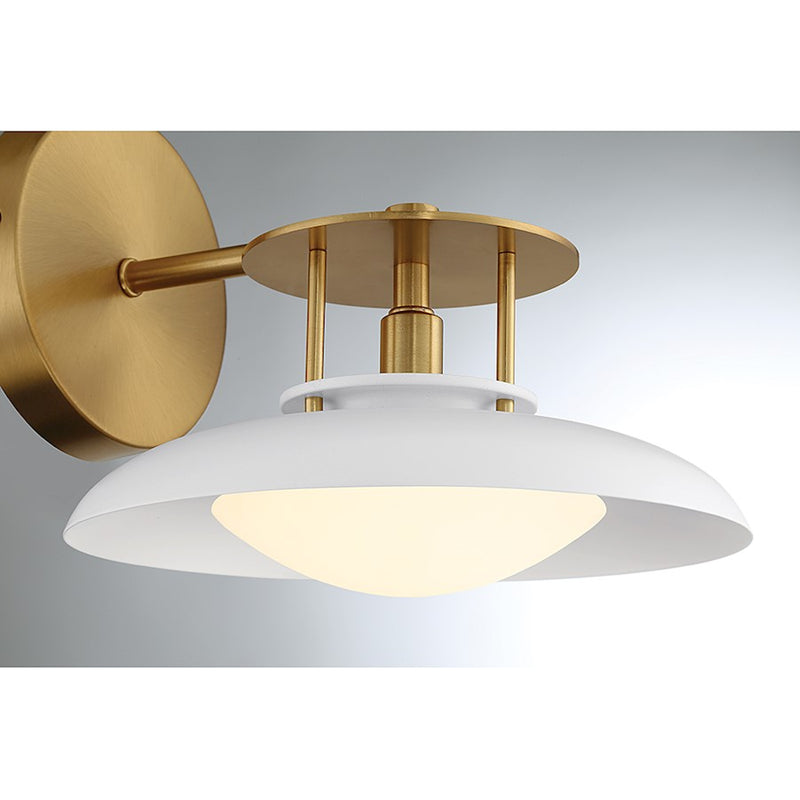 Savoy House Gavin 1-Light Wall Sconce, White/Warm Brass Accents