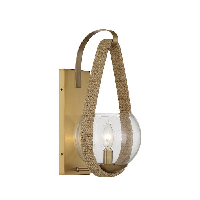 Savoy House Ashe 1-Light Wall Sconce, Warm Brass/Rope