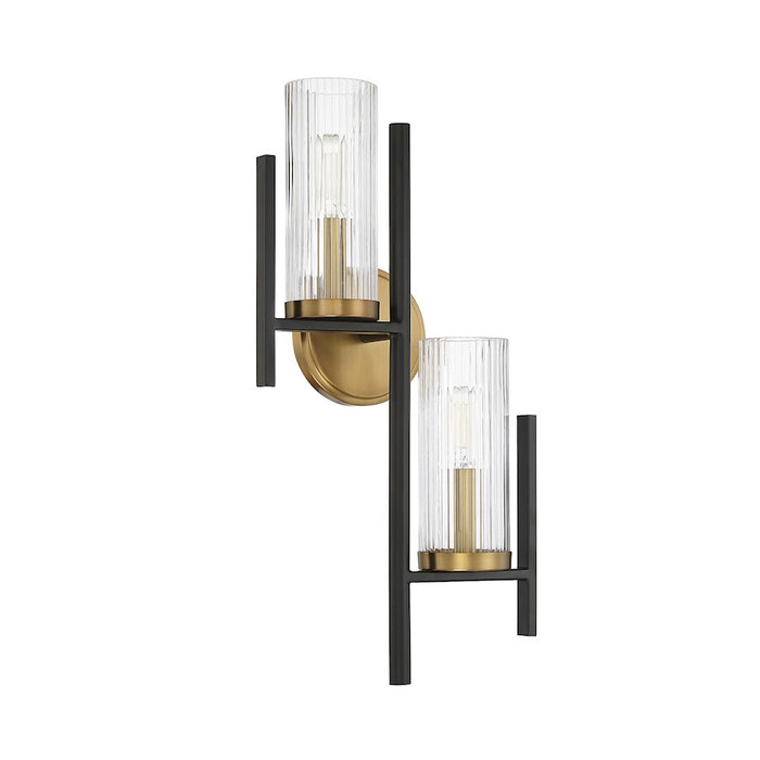 Savoy House Midland 2Lt Wall Sconce, Black/Brass