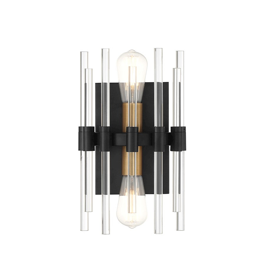 Savoy House Santiago 2 Light Sconce, Black/Brass Accents - 9-1935-2-143