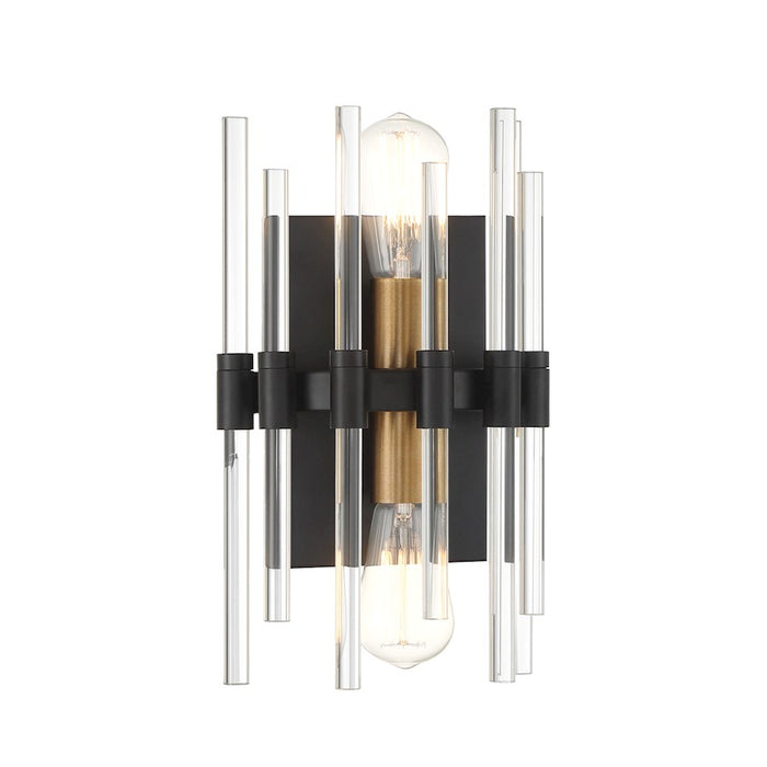 Savoy House Santiago 2 Light Sconce, Black/Brass Accents