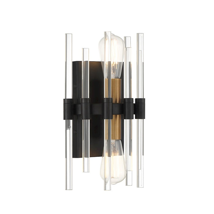 Savoy House Santiago 2 Light Sconce, Black/Brass Accents