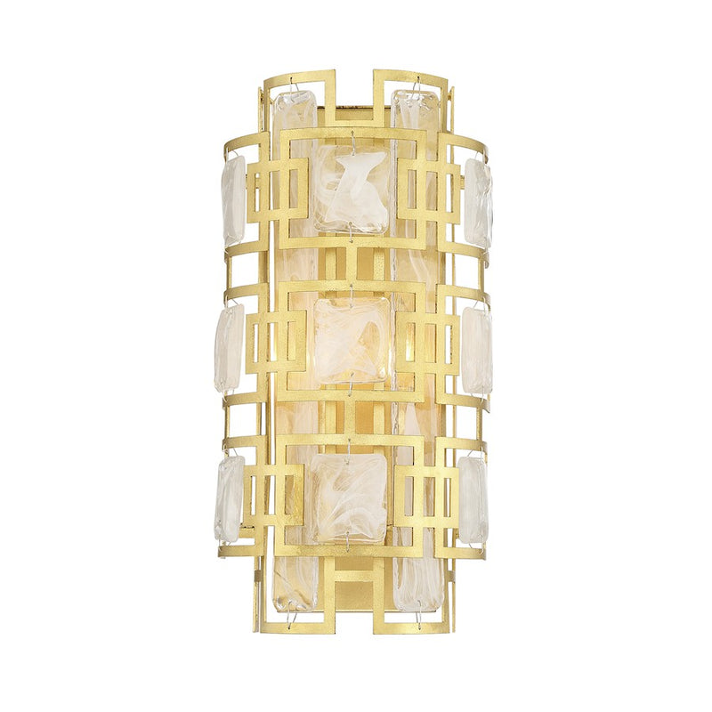 Savoy House Portia 2 Light Wall Sconce, True Gold/Strie Piastra