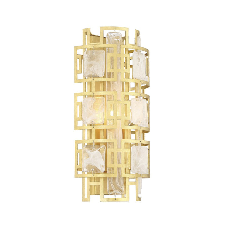 Savoy House Portia 2 Light Wall Sconce, True Gold/Strie Piastra