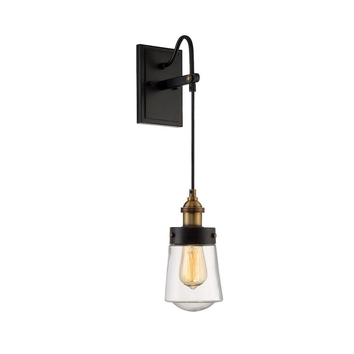 Savoy House Macauley 1-Light Wall Sconce, Vintage Black/Warm Brass