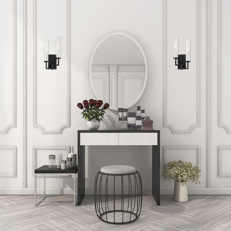 Savoy House Folsom 2 Light Wall Sconce, Matte Black with Polished Chrome Accents