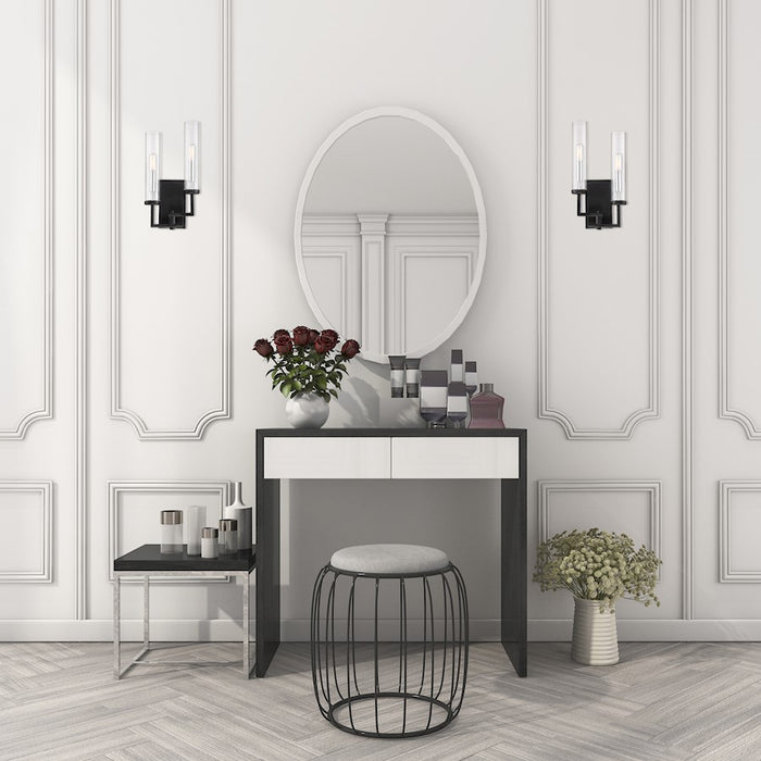 Savoy House Folsom 2 Light Wall Sconce, Matte Black with Polished Chrome Accents