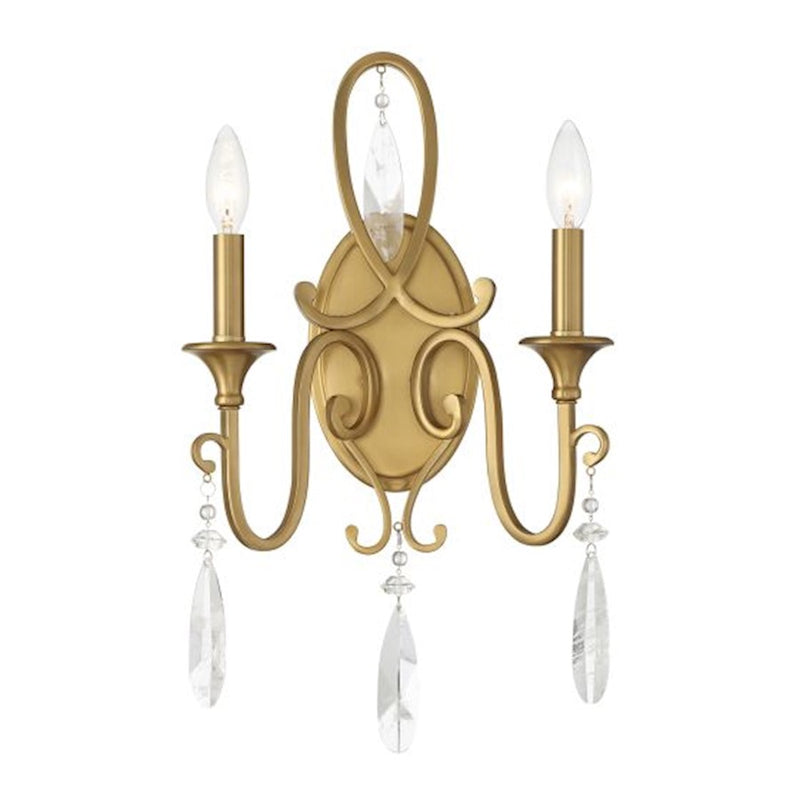 Savoy House Fairchild 2 Light Sconce, Warm Brass