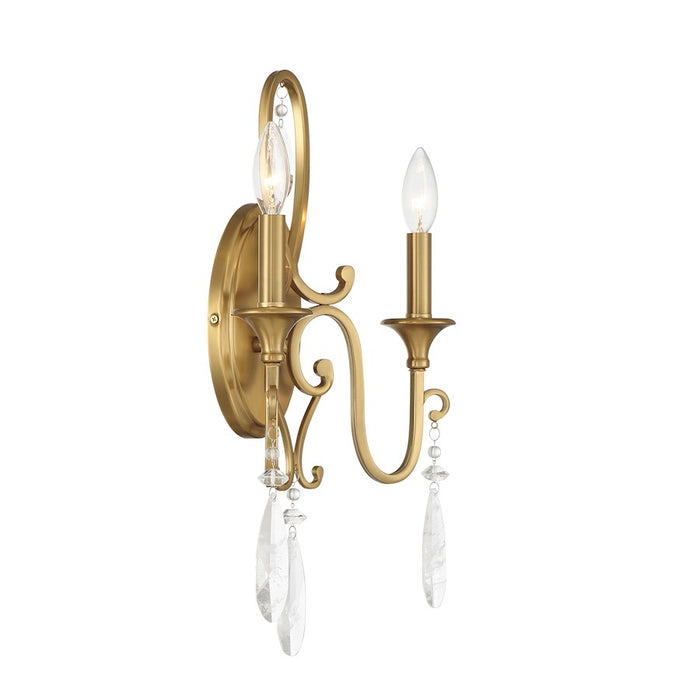 Savoy House Fairchild 2 Light Sconce, Warm Brass