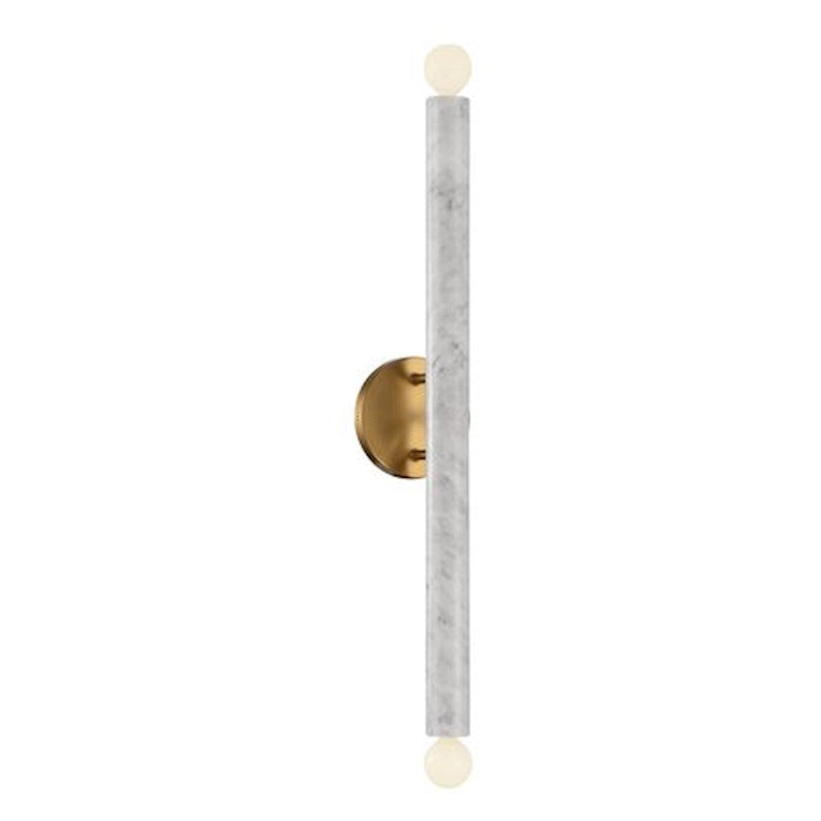 Savoy House Callaway 2 Light Sconce, White Marble/Warm Brass - 9-2901-2-264