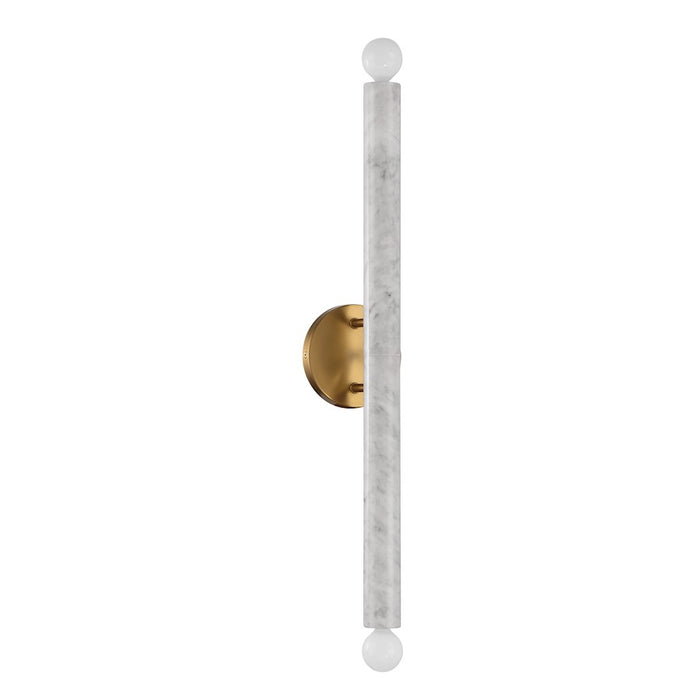 Savoy House Callaway 2 Light Sconce, White Marble/Warm Brass