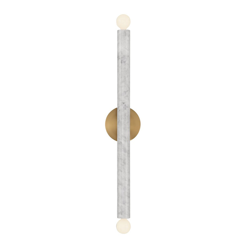 Savoy House Callaway 2 Light Sconce, White Marble/Warm Brass
