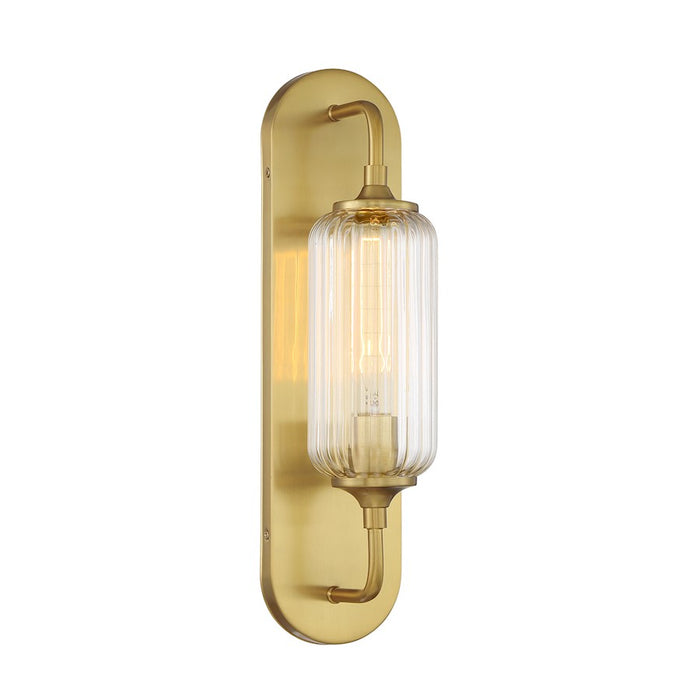 Savoy House Holton 1 Light Sconce, Warm Brass/Clear Ribbed - 9-3024-1-322