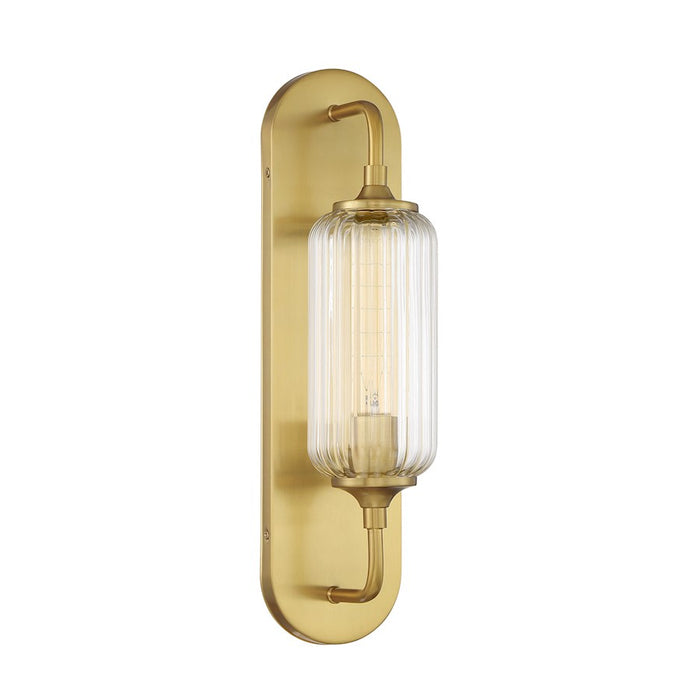 Savoy House Holton 1 Light Sconce, Warm Brass/Clear Ribbed
