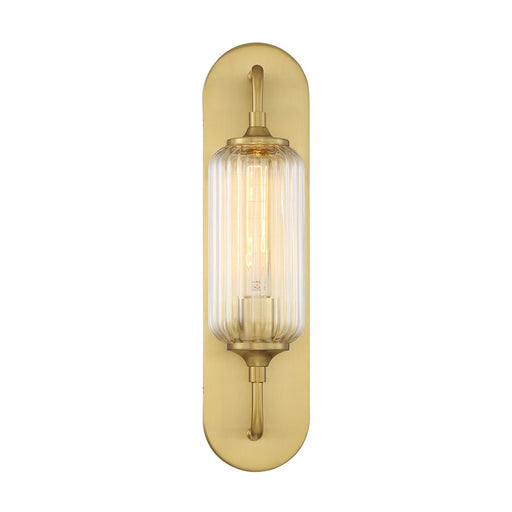 Savoy House Holton 1 Light Sconce, Warm Brass/Clear Ribbed
