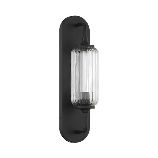 Savoy House Holton 1 Light Sconce, Matte Black/Clear Ribbed