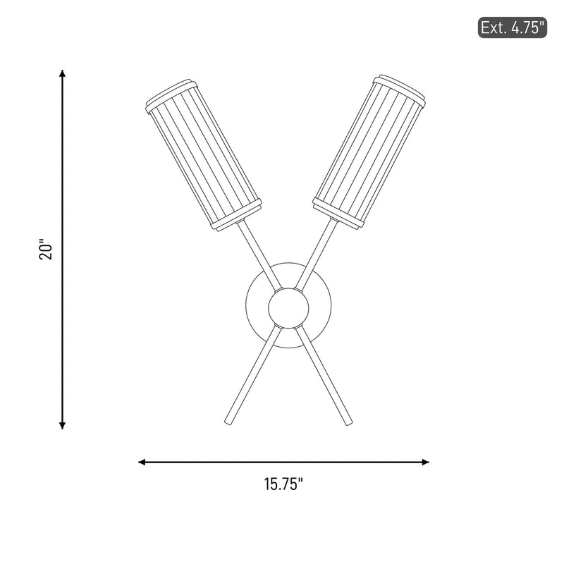 Savoy House Denison 2 Lt Sconce, Warm Brass