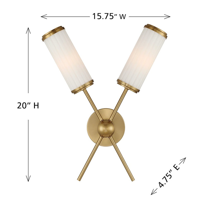 Savoy House Denison 2 Lt Sconce, Warm Brass