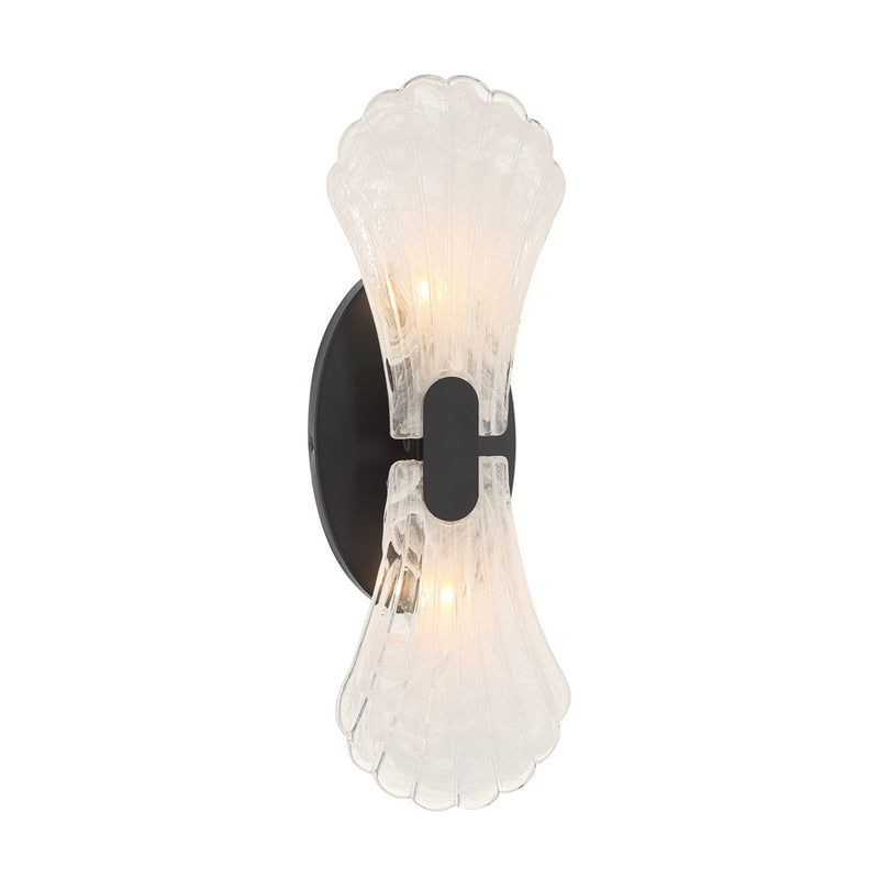 Savoy House Bancroft 2 Lt Sconce, Strie, Matte Black - 9-3607-2-89