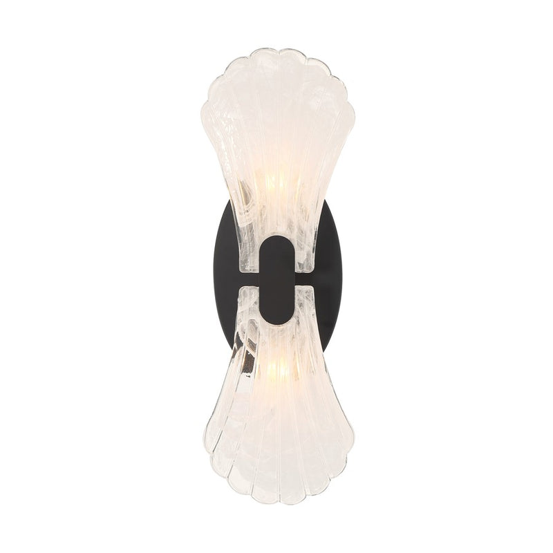 Savoy House Bancroft 2 Lt Sconce, Strie, Matte Black