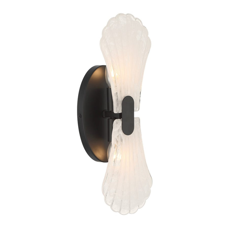 Savoy House Bancroft 2 Lt Sconce, Strie, Matte Black