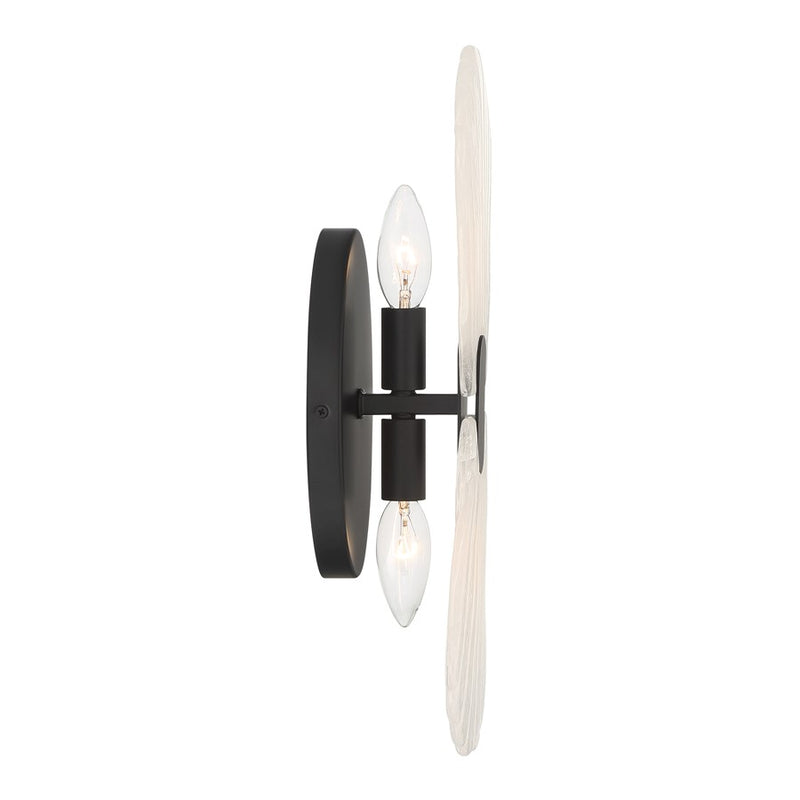 Savoy House Bancroft 2 Lt Sconce, Strie, Matte Black