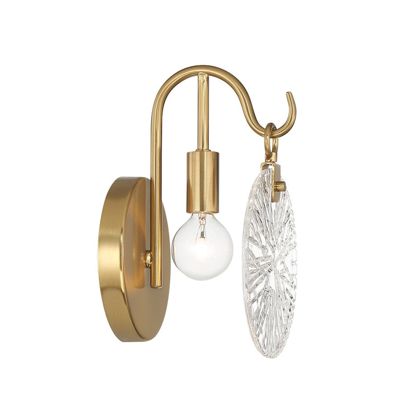 Savoy House Addison 1 Light Bath, Warm Brass/Clear Starburst