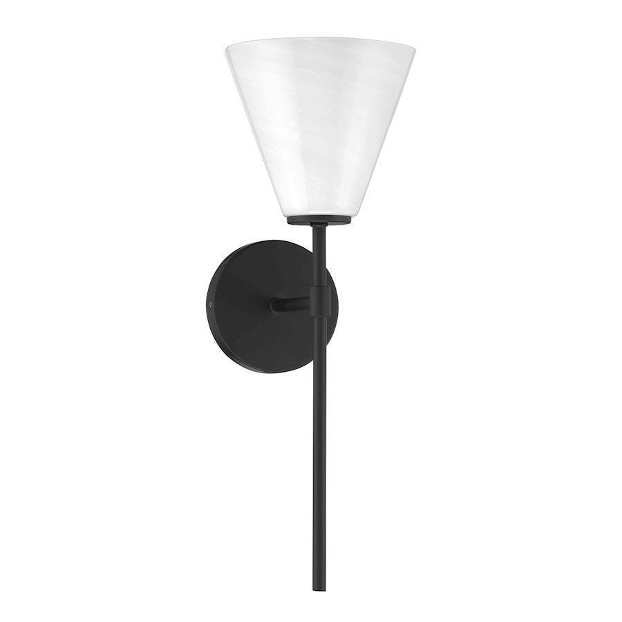 Savoy Essentials Blair 1 Light Sconce, Matte Black/Strie