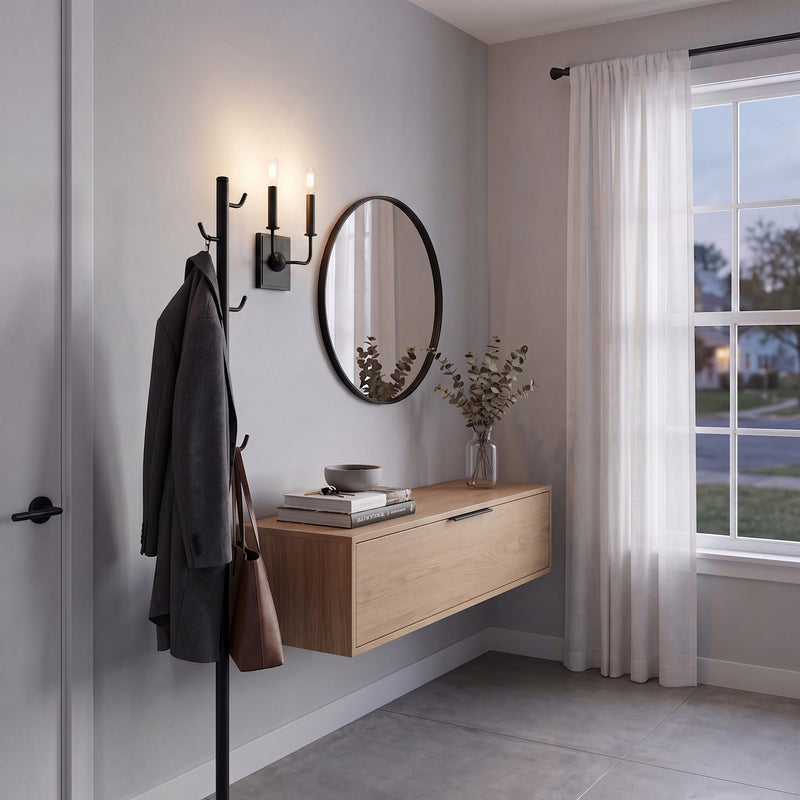 Essentials Avondale 2 Light Sconce, Matte Black
