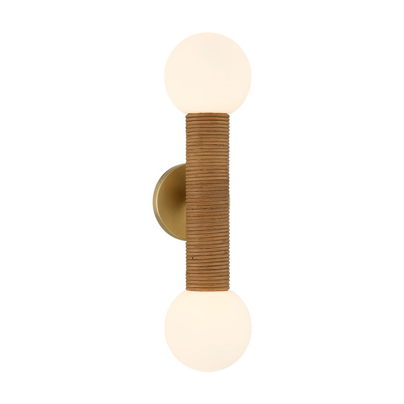 Savoy House Jarrell 2 Lt Sconce, White Opal, Warm Brass
