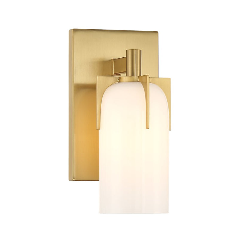 Savoy House Caldwell 1 Light Bath, Warm Brass/Etched White Opal