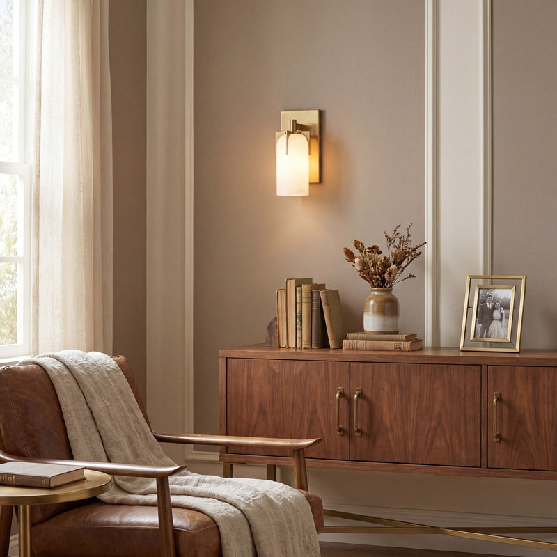 Savoy House Caldwell 1 Light Bath, Warm Brass/Etched White Opal