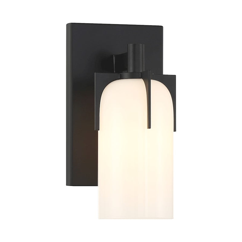 Savoy House Caldwell 1 Light Bath, Matte Black/Etched White Opal