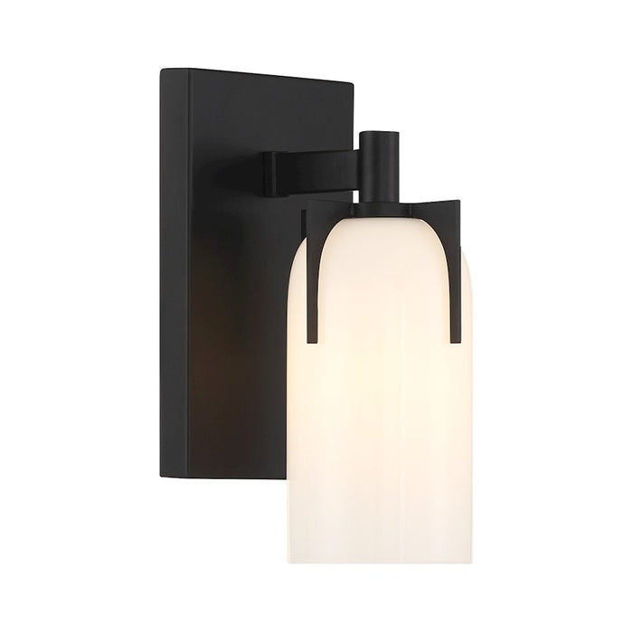 Savoy House Caldwell 1 Light Bath, Matte Black/Etched White Opal