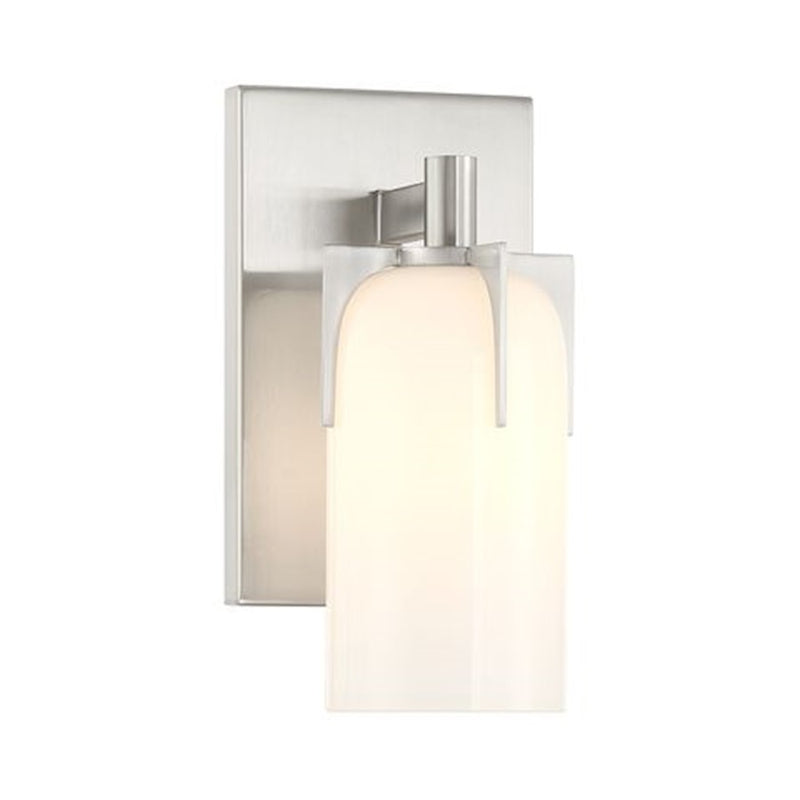 Savoy House Caldwell 1 Light Bath, Satin Nickel/Etched White Opal