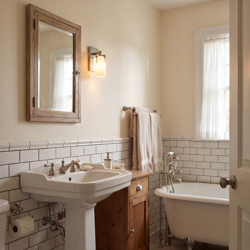 Savoy House Caldwell 1 Light Bath, Satin Nickel/Etched White Opal