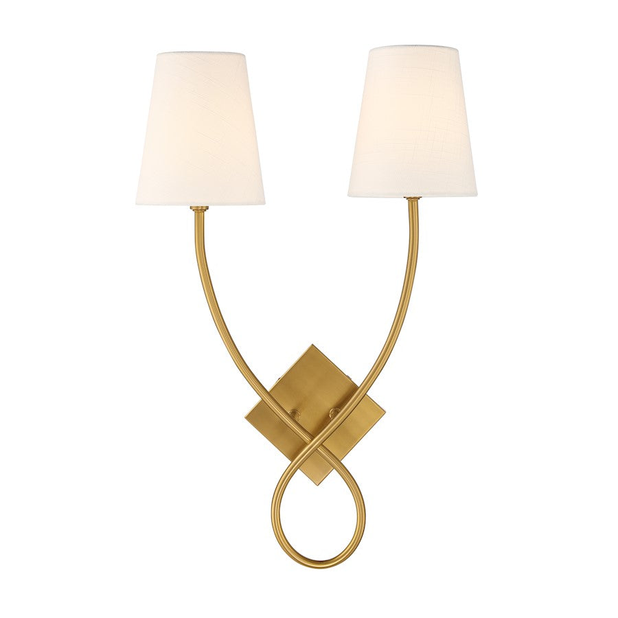 Savoy House Barclay 2 Light Sconce, Warm Brass - 9-4928-2-322