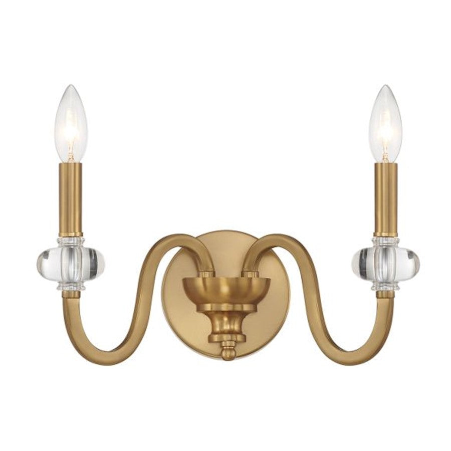 Savoy House Bergdorf 2-Light Wall Sconce, Warm Brass - 9-5800-2-322