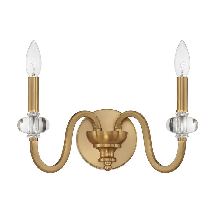 Savoy House Bergdorf 2-Light Wall Sconce, Warm Brass