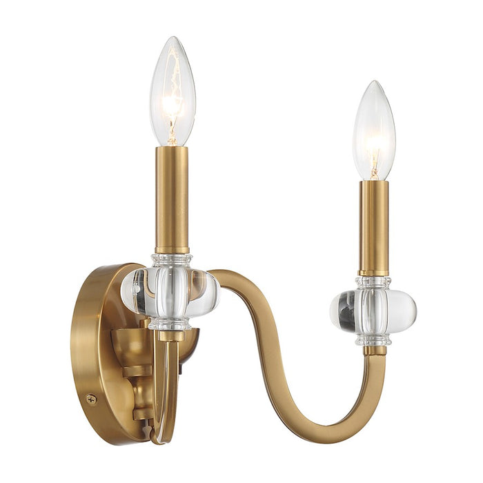 Savoy House Bergdorf 2-Light Wall Sconce, Warm Brass