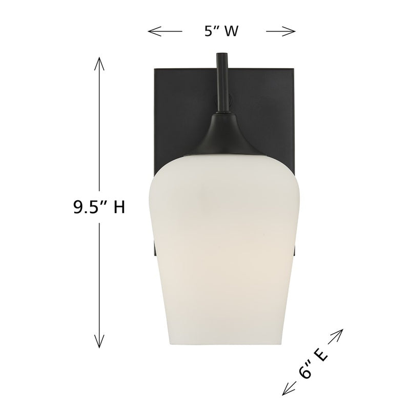 Savoy House Essentials Octave 1 Lt Sconce, Matte Black