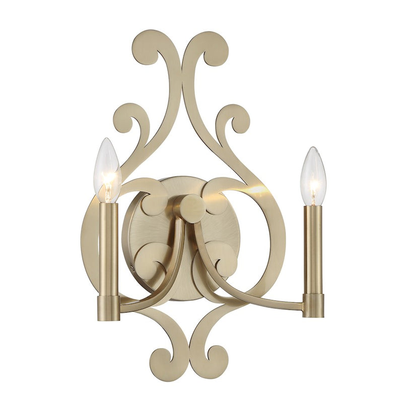 Savoy House Lombard 2 Light Sconce, Noble Brass
