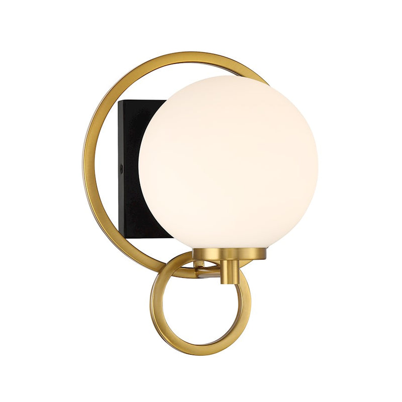 Savoy House Alhambra 1 Light Sconce, Black/Brass/Soft Frosted