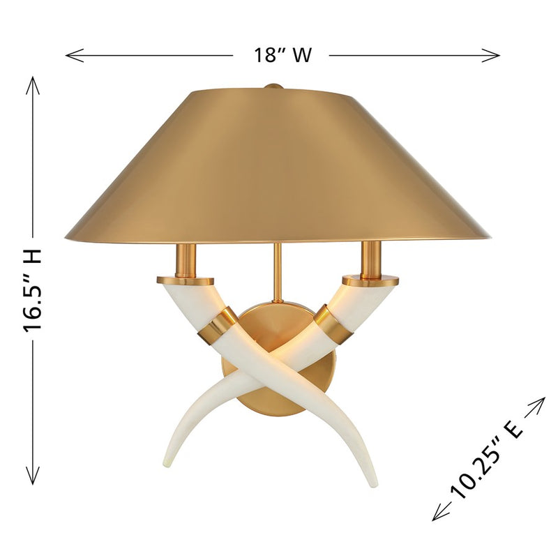Savoy House Hearne 2 Lt Sconce, Warm Brass